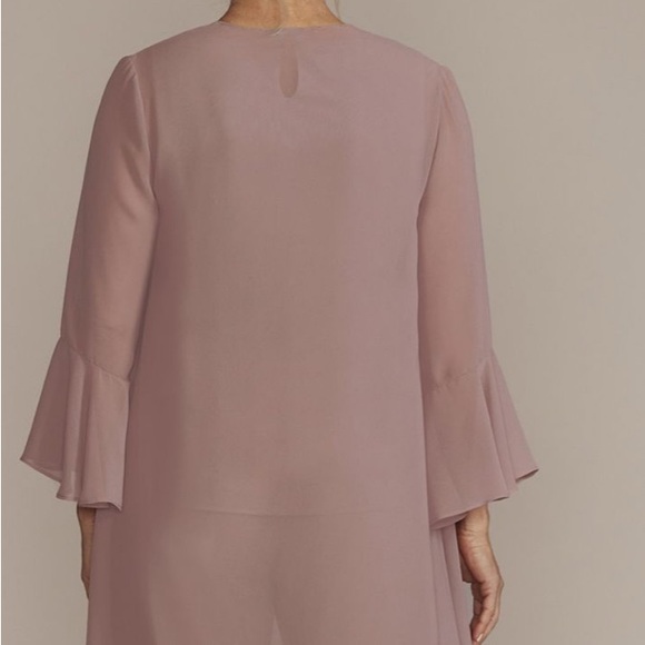 Oleg Cassini - David’s Bridal Straight Leg Embroidered Chiffon Three Piece Set - Picture 5 of 8